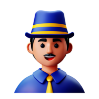 detective face 3d rendering icon illustration png