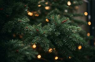 Christmas tree branches background. AI generated photo