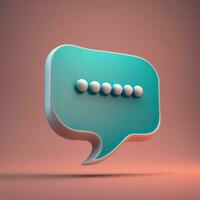 3d illustration speech bubble. cute color conversation bubble. symbol of communication, message photo