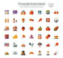 Thanksgiving flat icons set. The element collection includes be used in social media posts, web design, app design, and more. vector