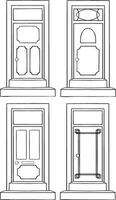 Set of linear icons of different doors. Vector illustration