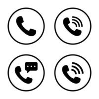 Incoming call, phone receiver button icon vector in circle line. Phone sign symbol