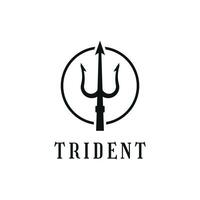 Trident neptune logo design with circle vector