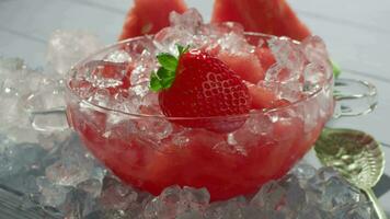 Watermelon dessert with ice cubes video