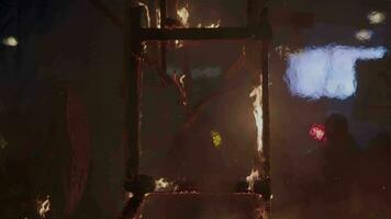 The burning of ninot dolls at night in Valencia video