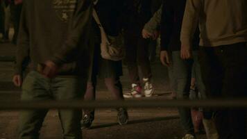 People strolling through the evening city in Valencia, Spain video