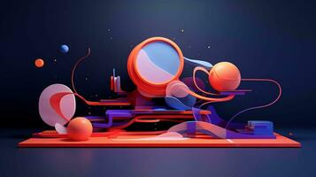 Vibrant 3D Abstract. Colorful, Dynamic, and Elegant Shapes with a Futuristic Hologram Theme photo