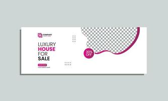 luxury house sale social media cover banner design. vector editable social media cover banner template