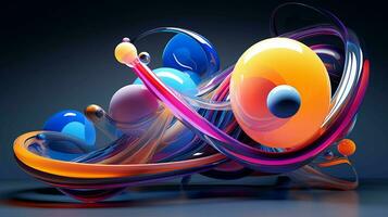 Vibrant 3D Abstract. Colorful, Dynamic, Elegant Shapes with Mesmerizing Glowing Effects photo