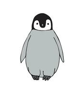 Vector hand drawn flat baby penguin