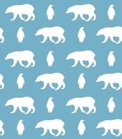 Seamless pattern of penguin and bear silhouette vector