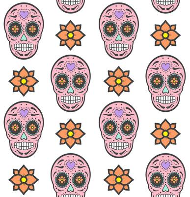 Vector seamless pattern of Mexican sugar skull