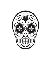 Vector black outline Mexican sugar skull