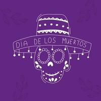 Dia de los Muertos Day Card. Latin American Holidays and Traditions. Mexican Religious Holiday. Vector Illustration in Doodle Style.