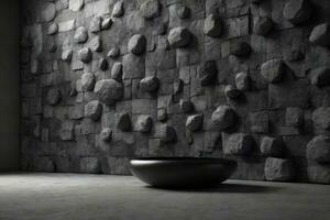 Old wall texture cement dark black gray background abstract grey color design are light with white gradient background.. AI generated photo