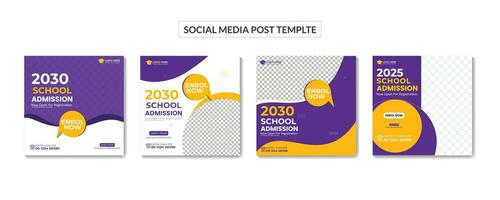 Kids School education admission social media post  back to school web banner vector