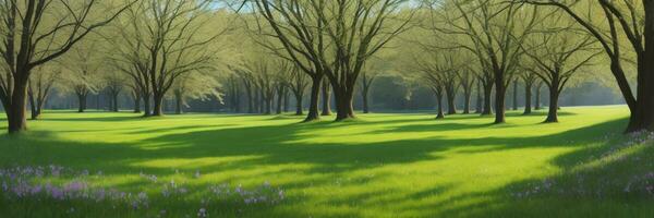 fresh spring green grass. AI generated photo