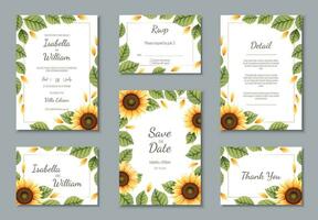 Set of wedding templates, banners, invitations for the holiday.Beautiful postcard decor with sunflower vector