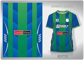 Vector sports shirt background image.blue green straight stripes pattern design, illustration, textile background for sports t-shirt, football jersey shirt