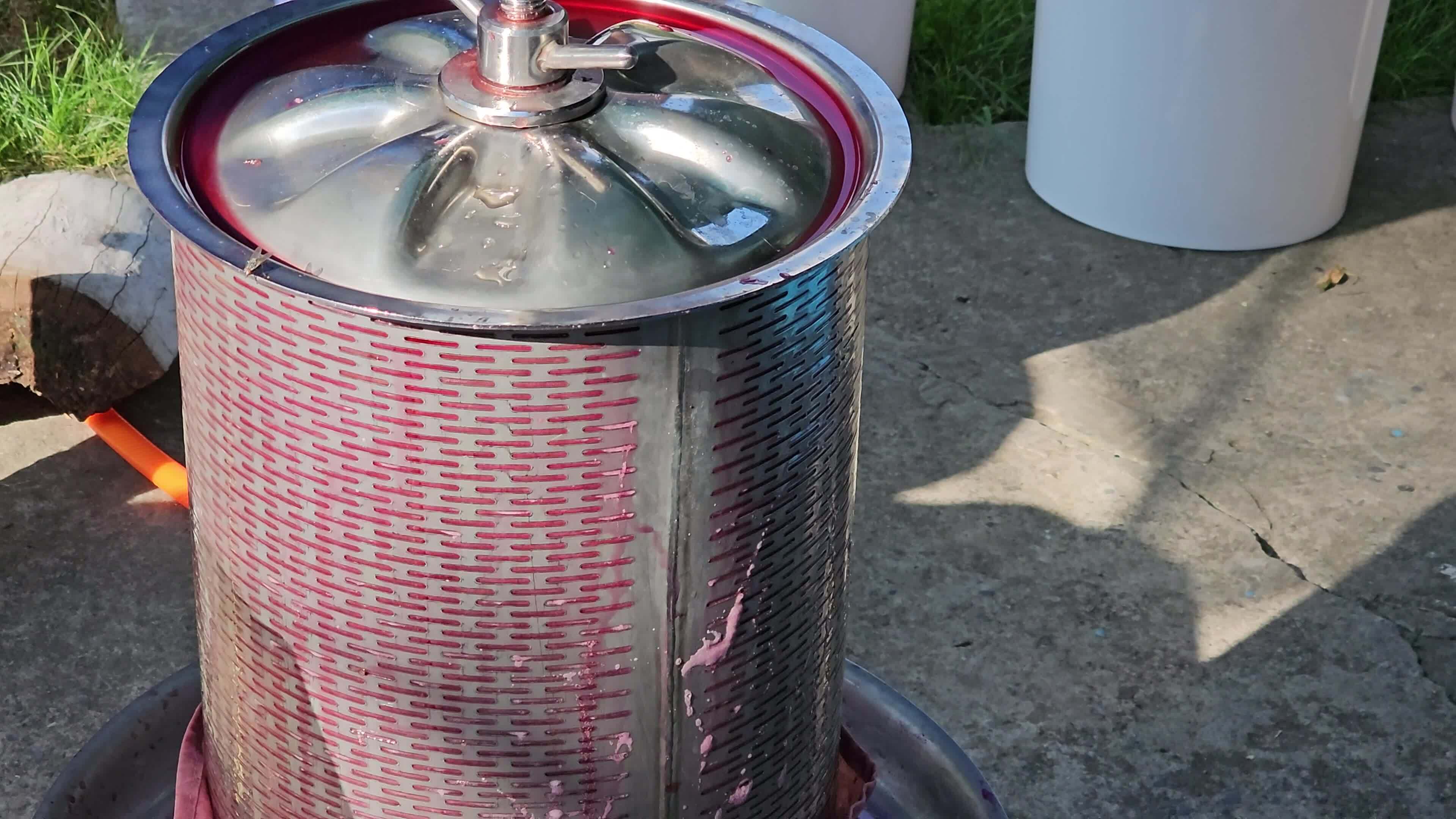 The process of making homemade grape wine. The operation of a hydraulic