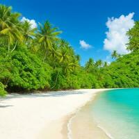 Tropical island beach in jungle AI Generated photo