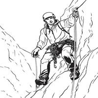 coloring page depicting Ice Climbing vector