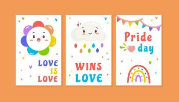 LGBT Postcard Template Collection for Pride Month Celebration vector