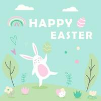 Happy Easter card with rabbit vector