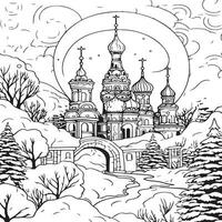 coloring page depicting Winter Light Festivals vector