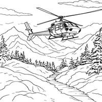 coloring page depicting paragliding over snowy landscapes vector