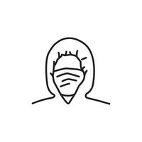 Vector Line art illustration mask man . Simple outline wear mask. wear mask people icon lineart for the illustration design, website and graphic design.