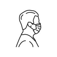 Vector Line art illustration mask man . Simple outline wear mask. wear mask people icon lineart for the illustration design, website and graphic design.