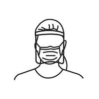 Vector Line art illustration mask man . Simple outline wear mask. wear mask people icon lineart for the illustration design, website and graphic design.