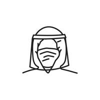 Vector Line art illustration mask man . Simple outline wear mask. wear mask people icon lineart for the illustration design, website and graphic design.