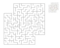 Square maze,  logic game with labyrinths.  maze game. A maze with answers vector