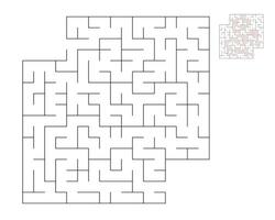 Square maze,  logic game with labyrinths.  maze game. A maze with answers vector