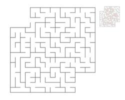 Square maze,  logic game with labyrinths.  maze game. A maze with answers vector