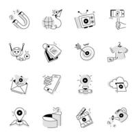 Collection of Advertising Techniques Hand Drawn Icons vector