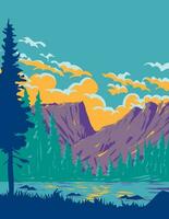 Dream Lake in Rocky Mountain National Park Colorado WPA Poster Art vector