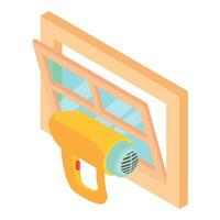 Repair tool icon isometric vector. Wired electric dryer and opened window icon vector