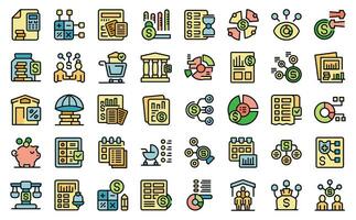 Family budget icons set vector line color