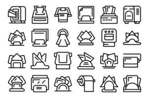 Napkin holder icons set outline vector. Table paper vector