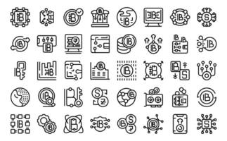 Virtual money icons set outline vector. Card seller vector