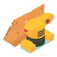 Electric tool icon isometric vector. Sheet sanderand and old wooden board icon vector