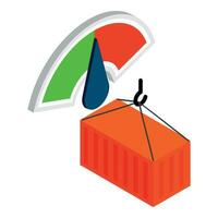 Shipping concept icon isometric vector. Hooked cargo container and indicator vector