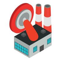 Production liquidation icon isometric vector. Factory building and switch down vector