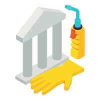 Metalworking tool icon isometric vector. New auto welding torch and safety glove vector