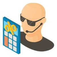 Security service icon isometric vector. Security guard and new calculator icon vector