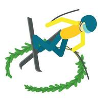 Extreme sport icon isometric vector. Athlete skier make jump during competition vector