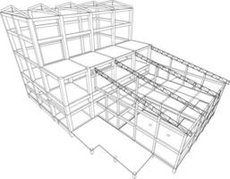 3D illustration of building structure vector